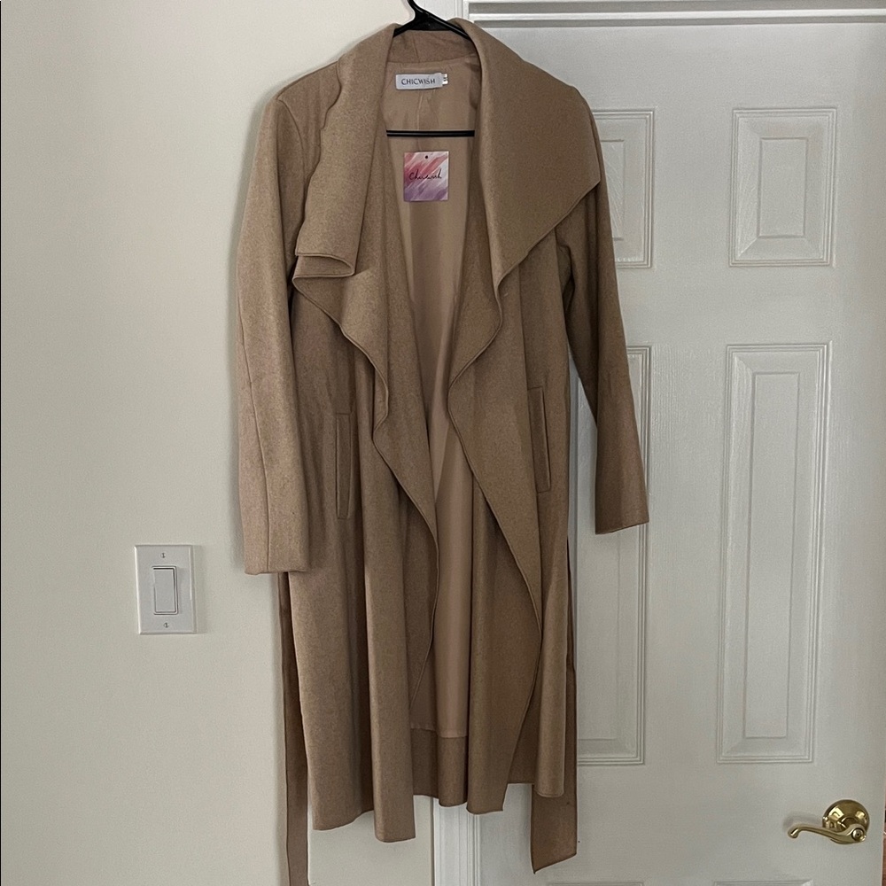 Chicwish Tan Waterfall Coat